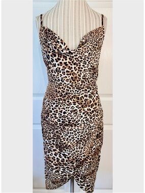 Charlotte Russe Sexy Leopard Print Cowl Neck Chiffon Slip Dress Small